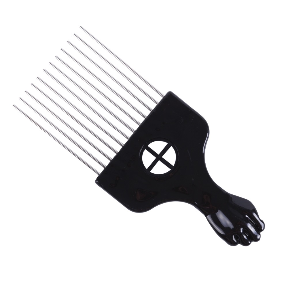 Afro Pick Comb - Peigne afro en métal noir, outil
